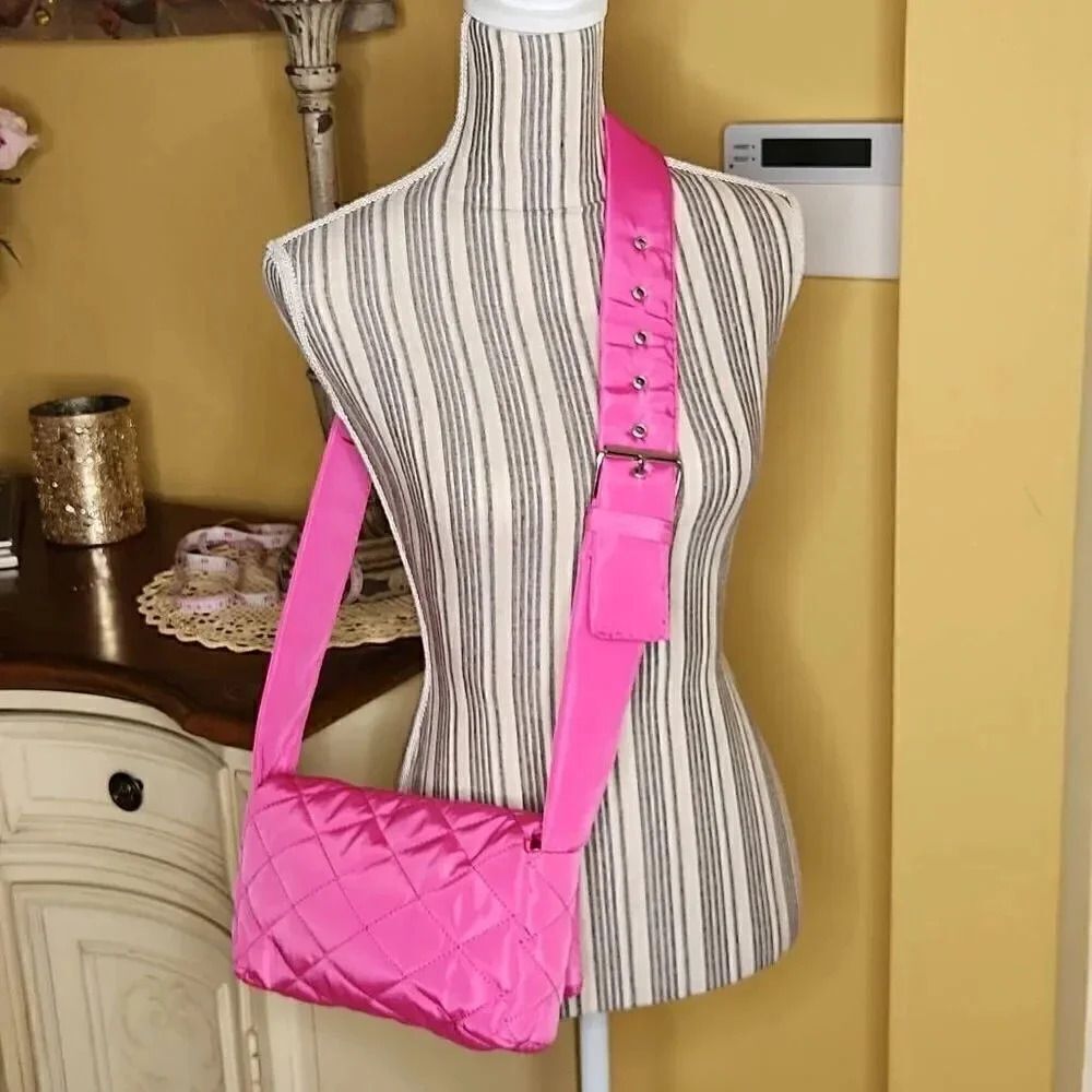 Hot pink quilted crossbody bag
